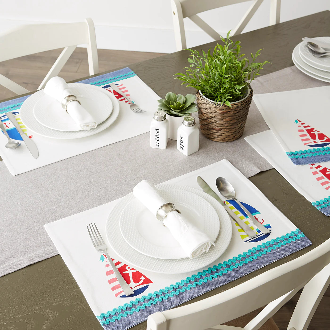 Sailboats Emb Placemat S/6