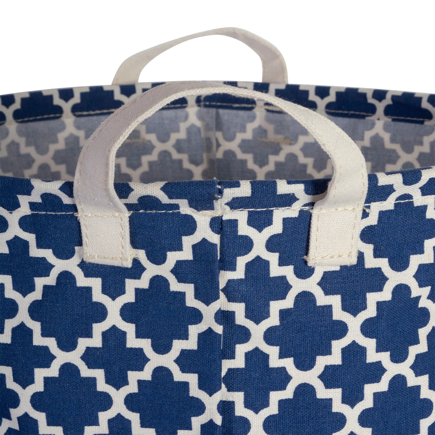 Pe Coated Cotton/Poly Laundry Bin Lattice Nautical Blue Rectangle Asst Small Set/3