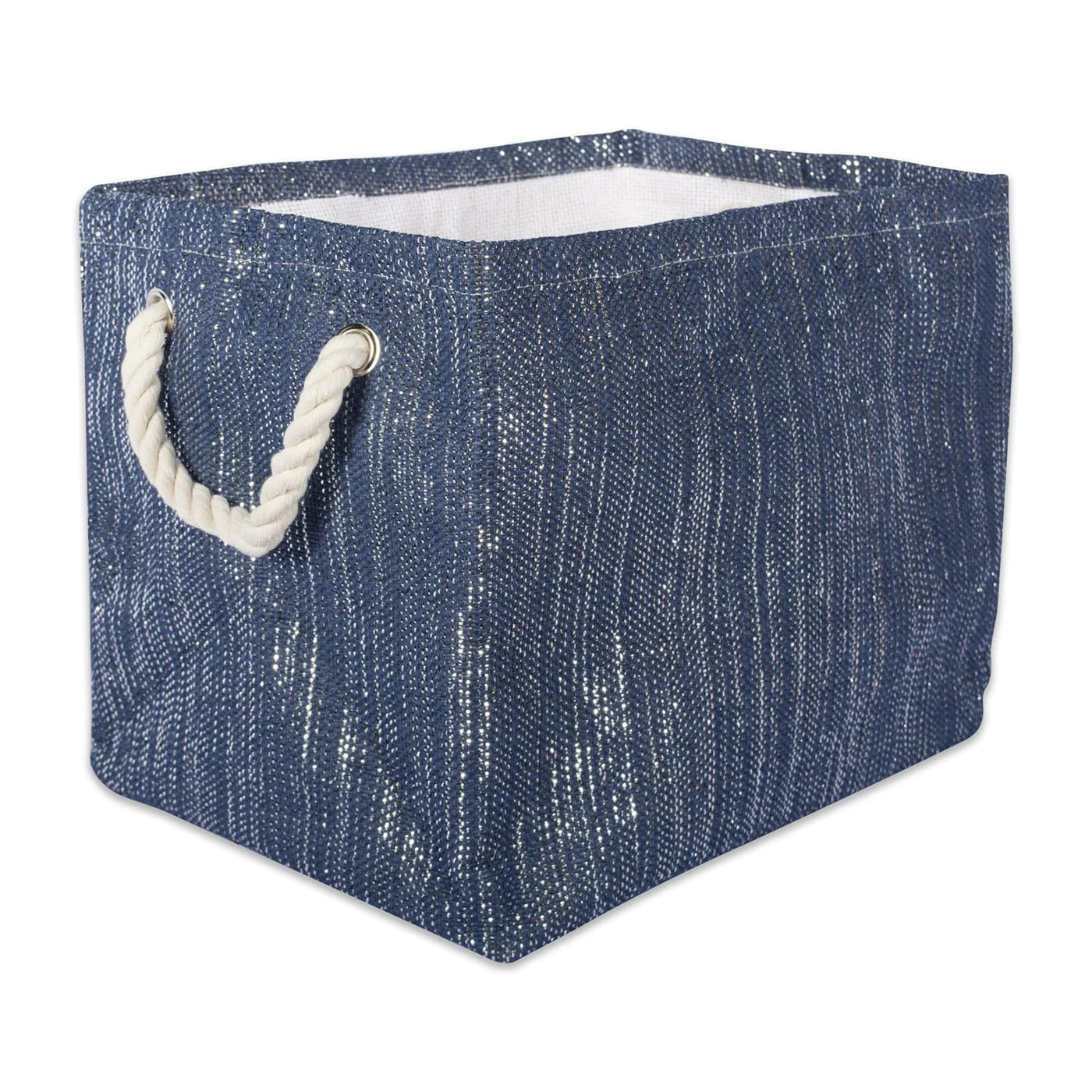 Paper Bin Lurex Nautical Blue/Silver Rectangle Large 17X12X12