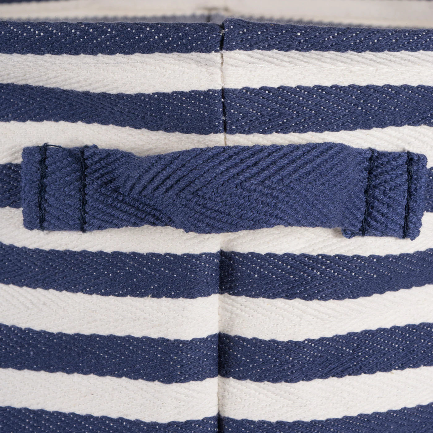 Pe Coated Herringbone Woven Cotton Laundry Bin Stripe French Blue Rectangle Large 16X12.5X9.5 Set/2