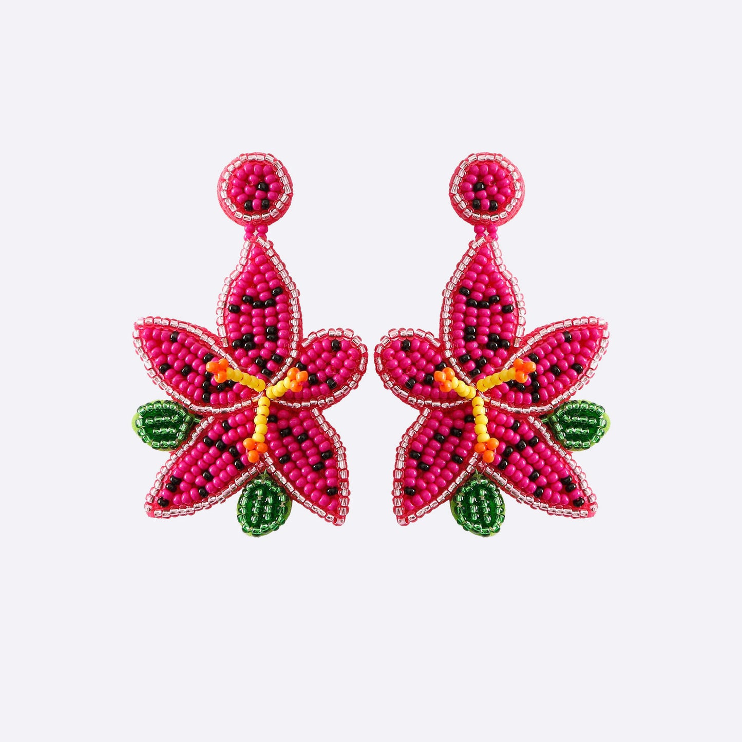 Bead Stainless Steel Flower Dangle Earrings