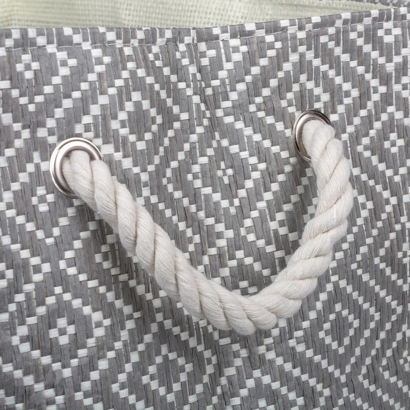 Paper Bin Diamond Basketweave Stone/Black Rectangle Medium 15X10X12