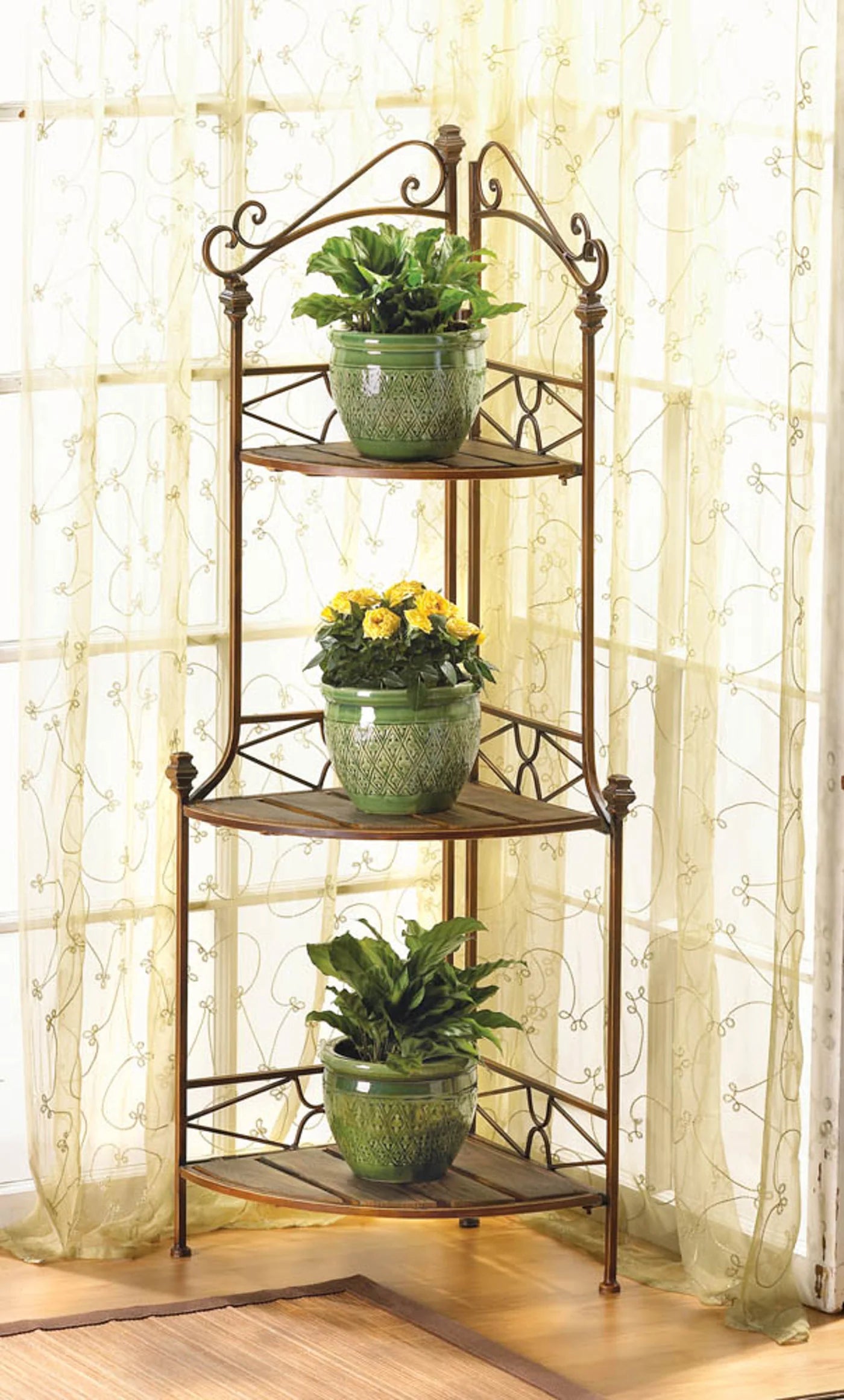 Rustic Corner Baker Rack