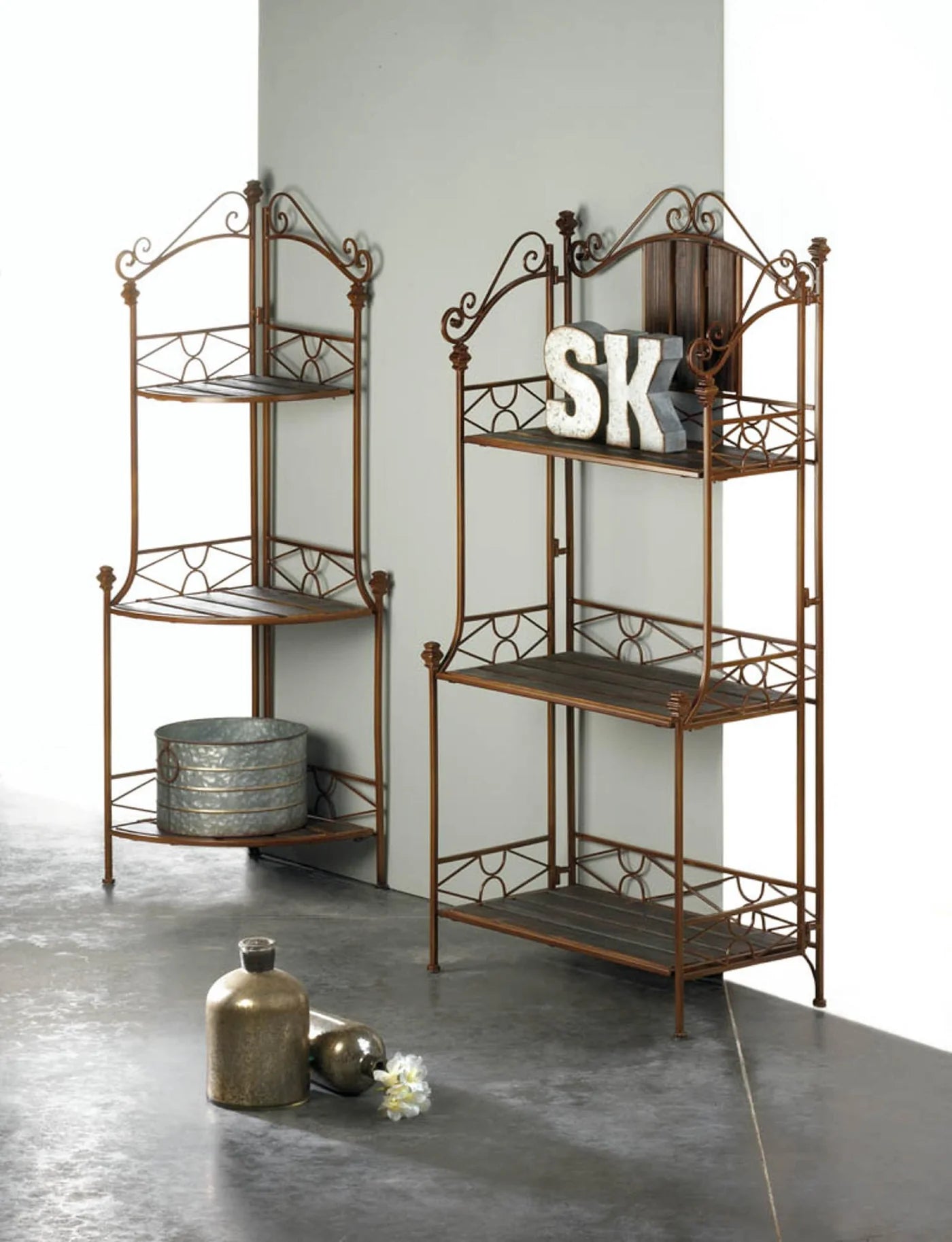 Rustic Corner Baker Rack