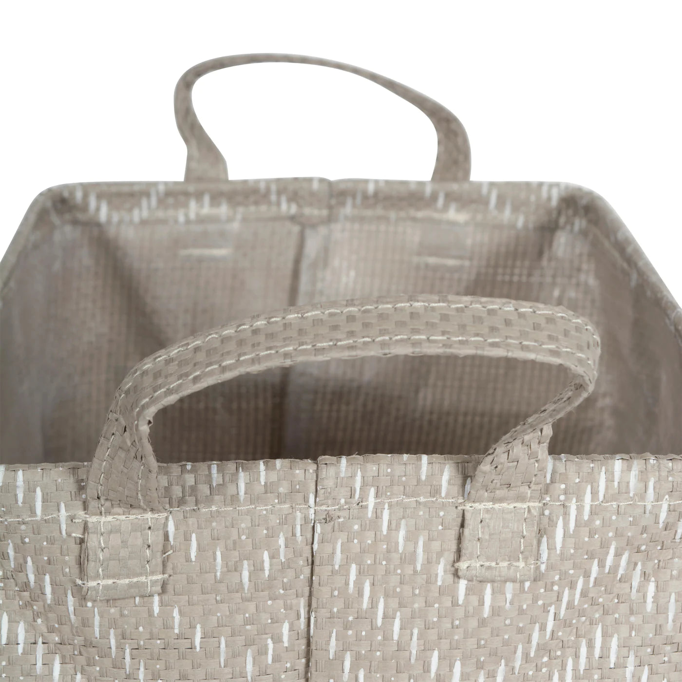 Pe Coated Woven Paper Laundry Bin Tribal Chevron Stone/Cream Rectangle Large 16X12.5X9.5 Set/2