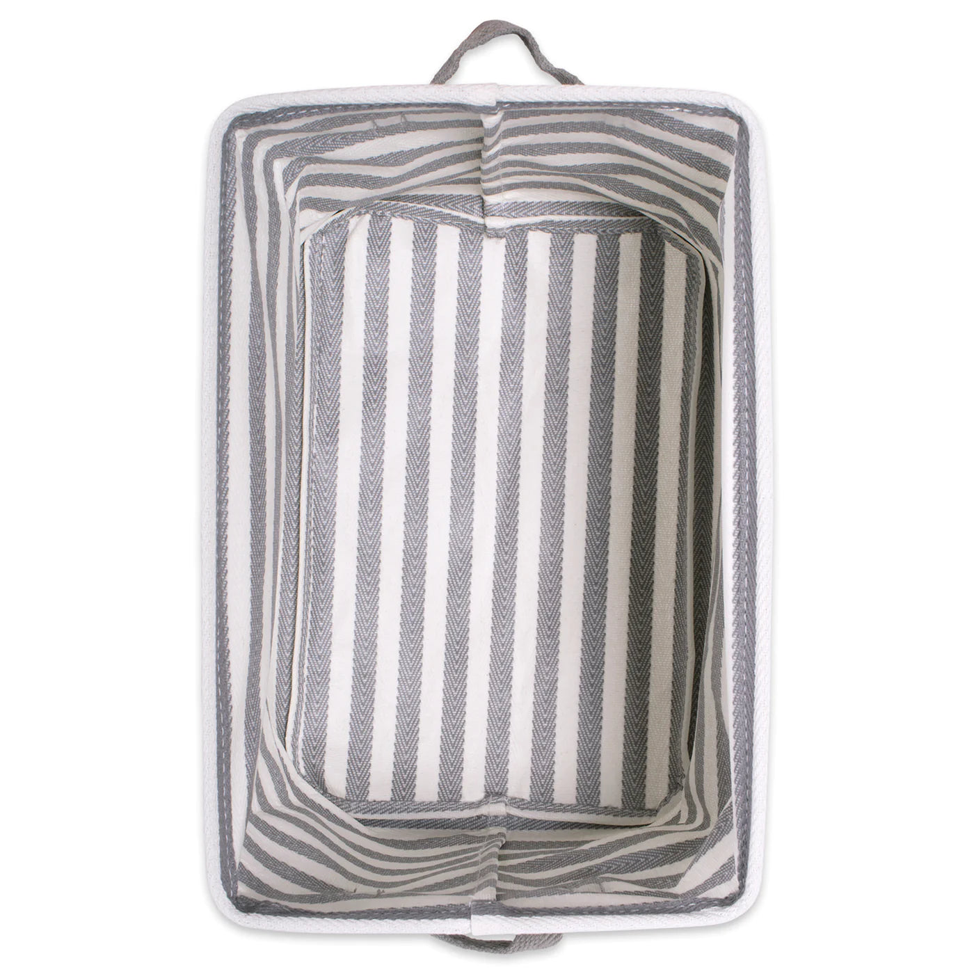 Pe Coated Herringbone Woven Cotton Laundry Bin Stripe Gray Rectangle Medium 14X9X8 Set/2