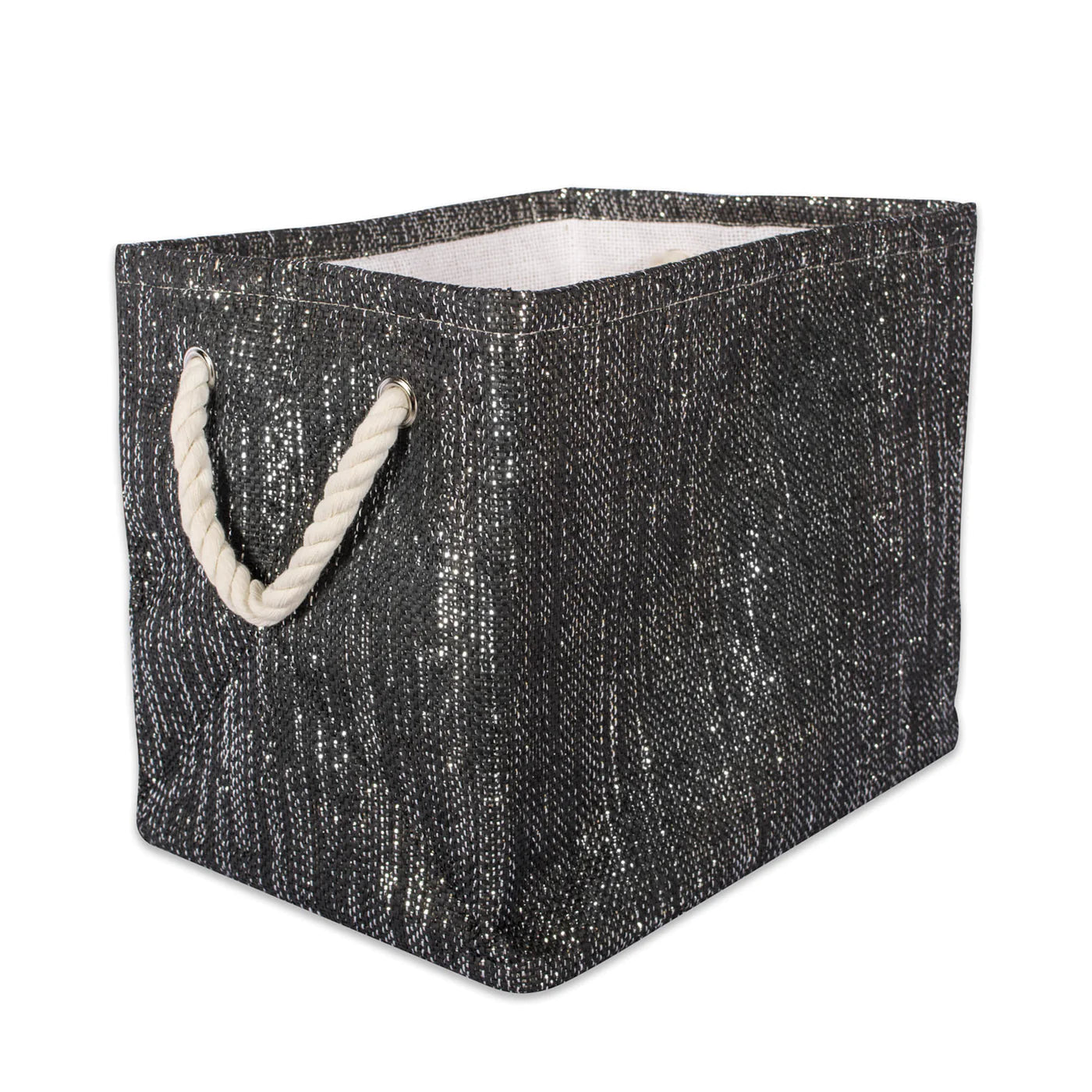 Paper Bin Lurex Black/Silver Rectangle Small 11X10X9