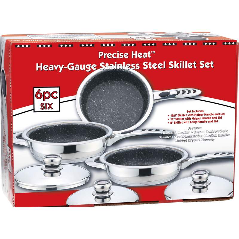 6PC NON-STICK, SS SKILLET SET