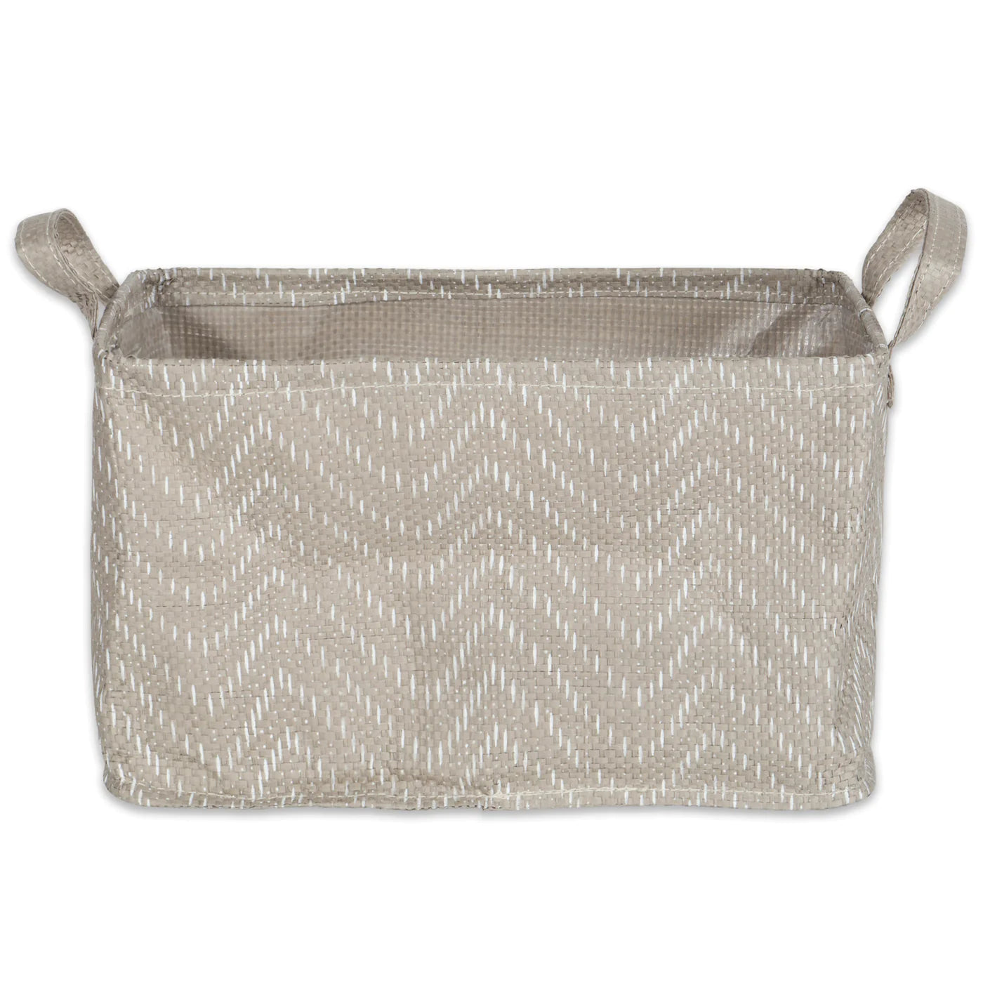 Pe Coated Woven Paper Laundry Bin Tribal Chevron Stone/Cream Rectangle Large 16X12.5X9.5 Set/2