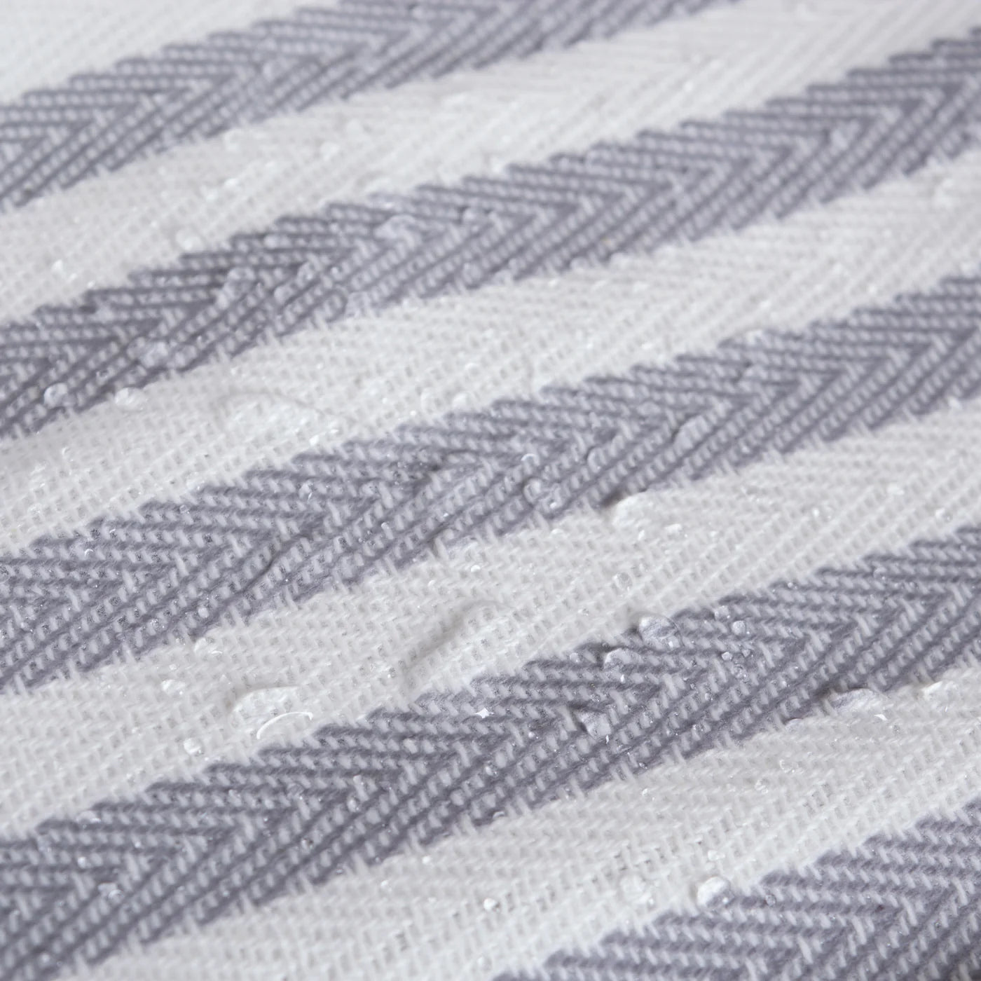 Pe Coated Herringbone Woven Cotton Laundry Bin Stripe Gray Rectangle Medium 14X9X8 Set/2