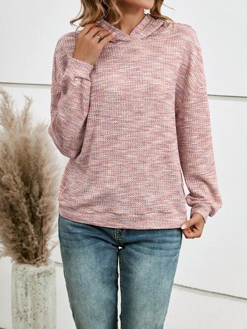 Heathered Drop Shoulder Long Sleeve Hoodie