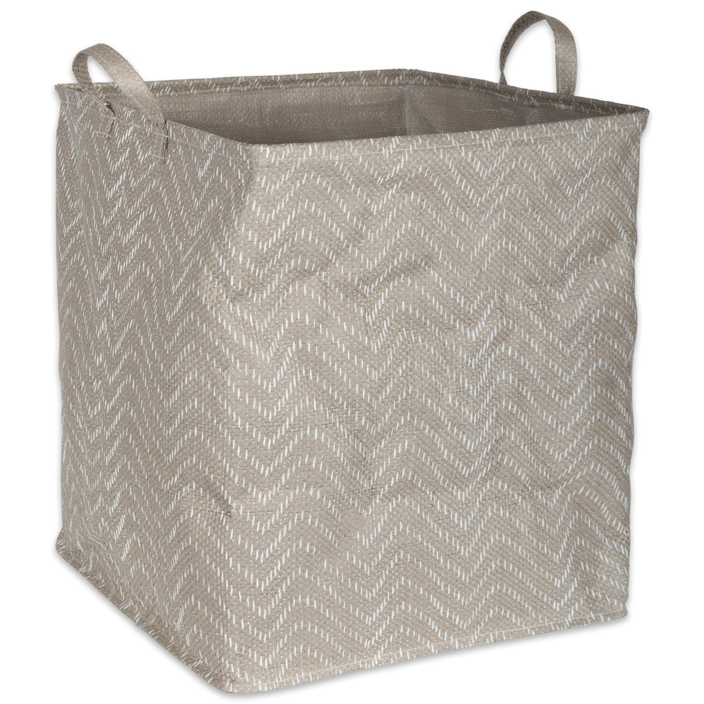 Pe Coated Woven Paper Laundry Hamper Tribal Chevron Stone/Cream Rectangular 16X16X19