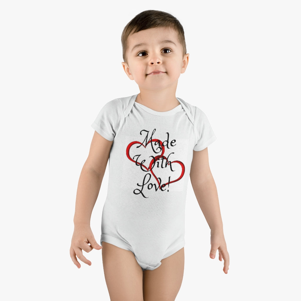 Made With Love Heart Baby Short Sleeve Onesie®
