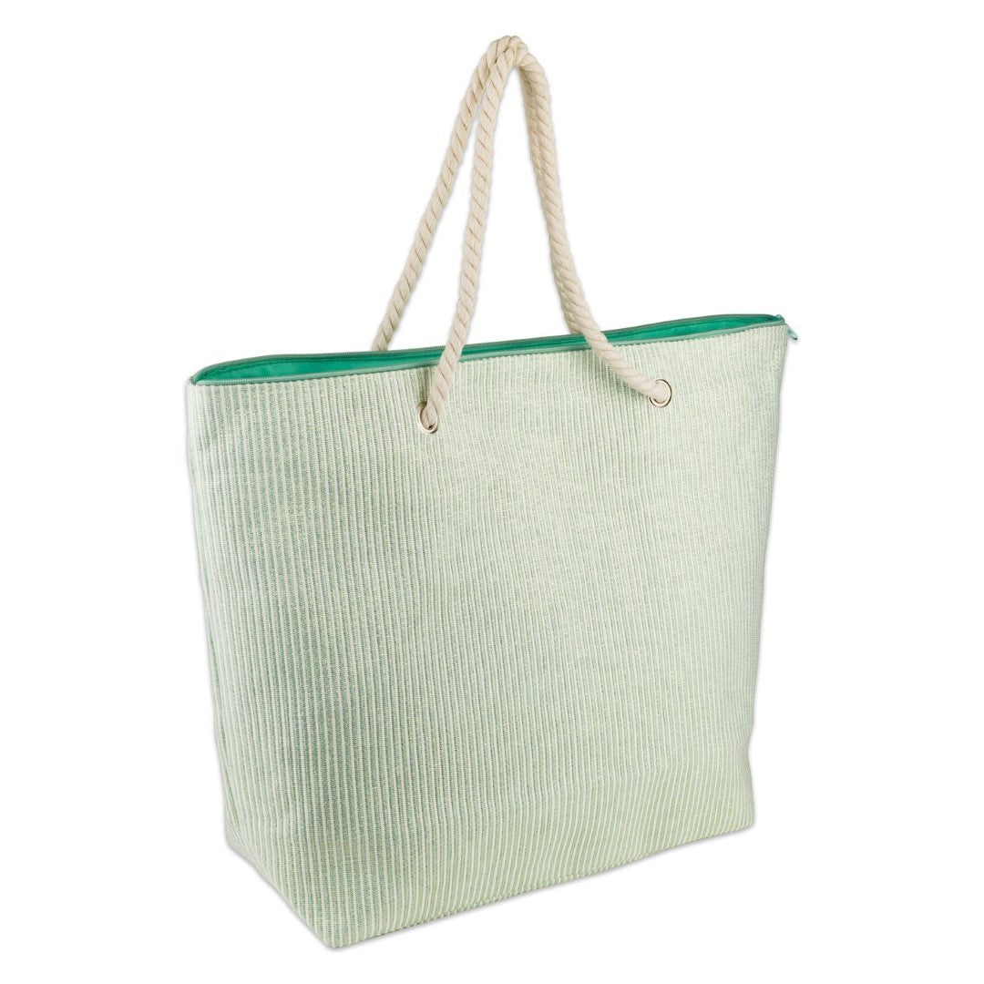 Green Stripe Shimmer Beach Bag