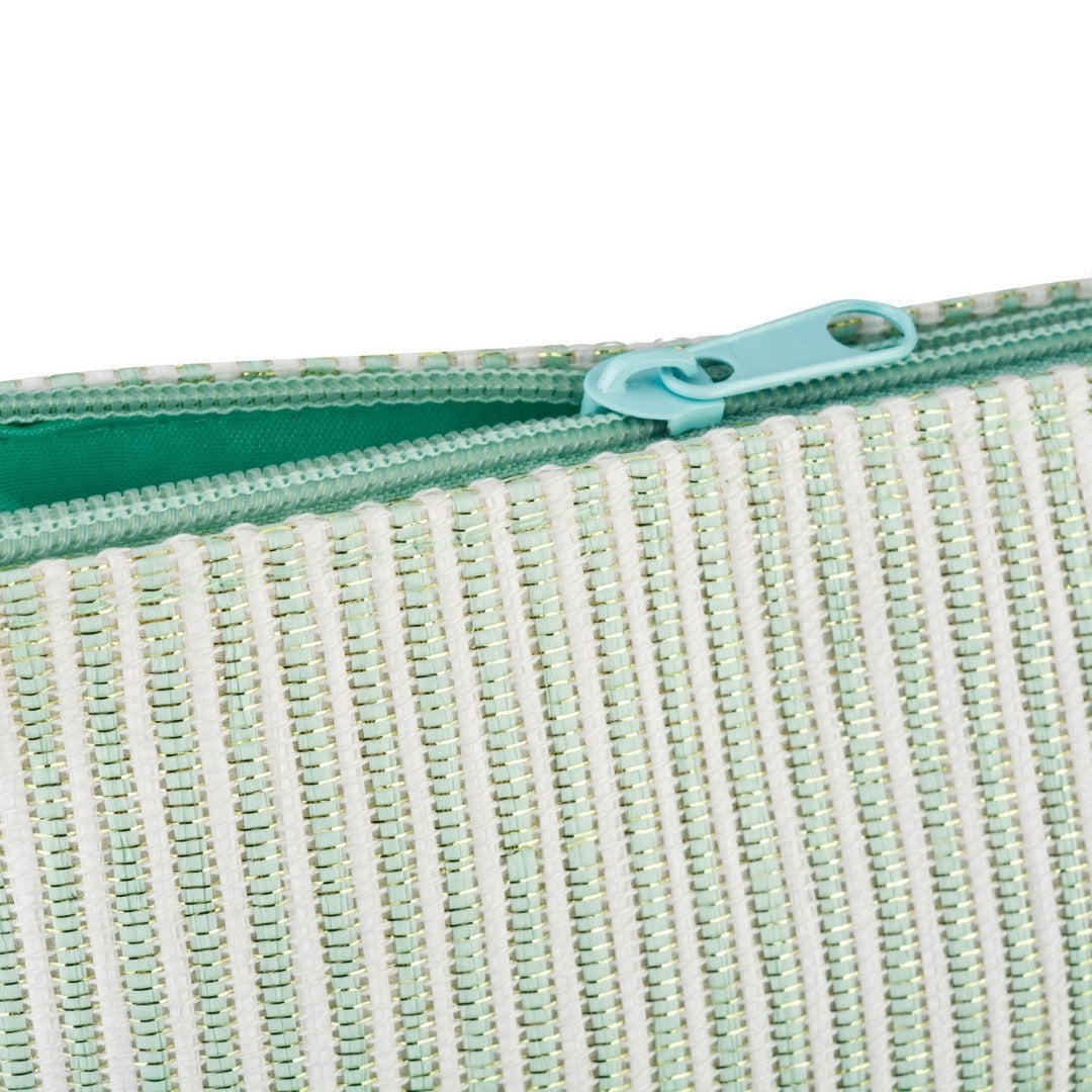 Green Stripe Shimmer Beach Bag