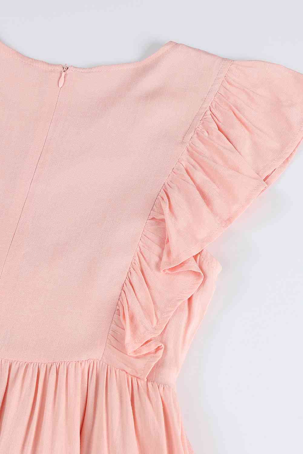 V-Neck Flutter Sleeve Dress