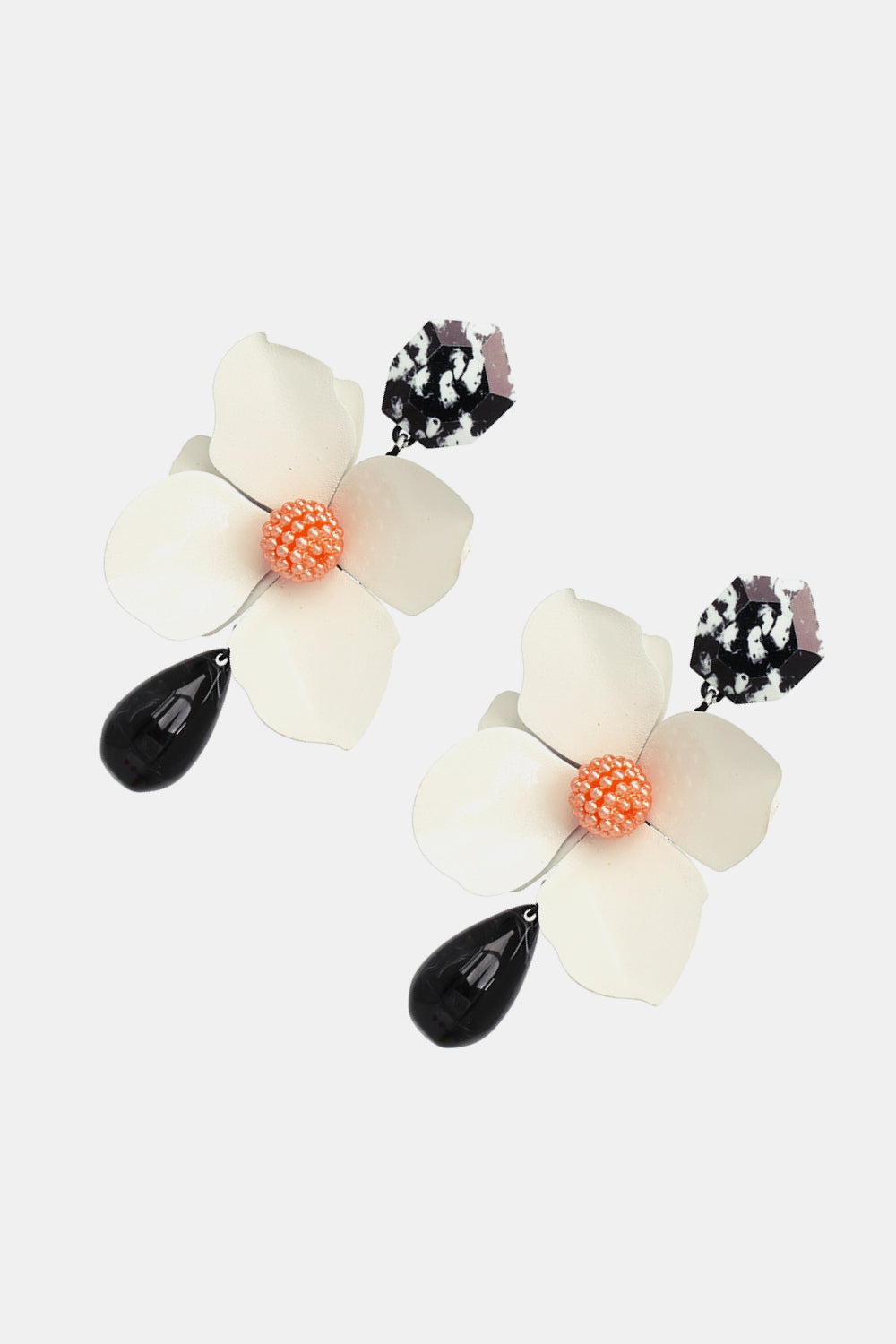 Bloosm Flower and Teardrop Resin Dangle Earrings