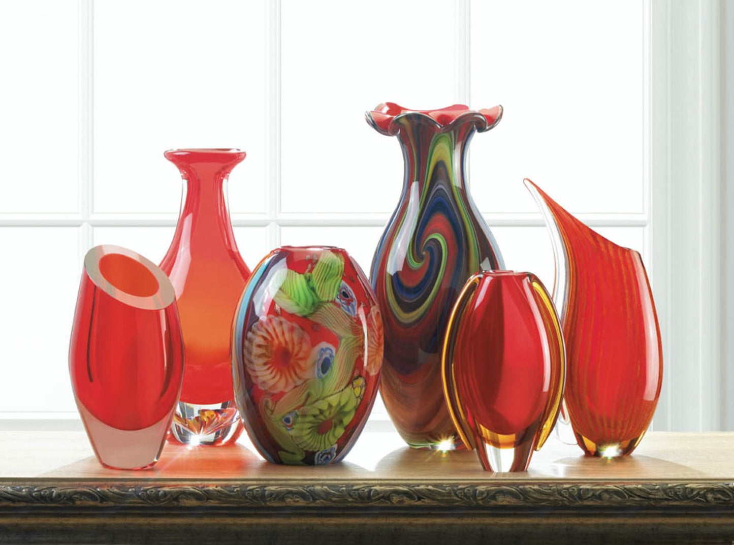 Crimson Sunset Art Glass Vase