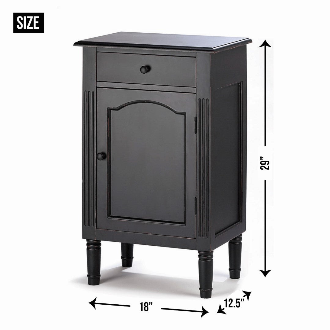 Antiqued Black Wood Cabinet