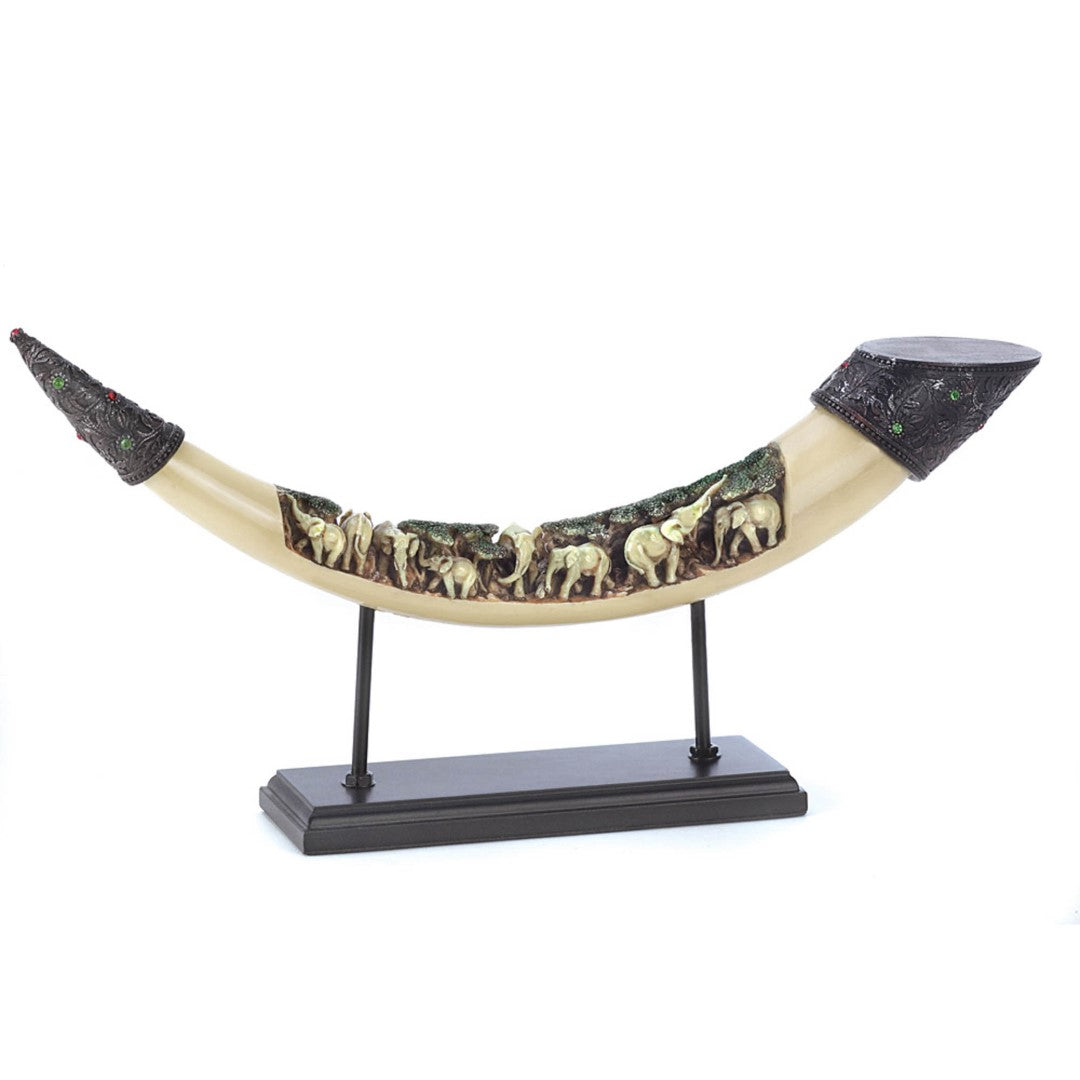 Lucky Elephants Tusk Sculpture (Made of polyresin)
