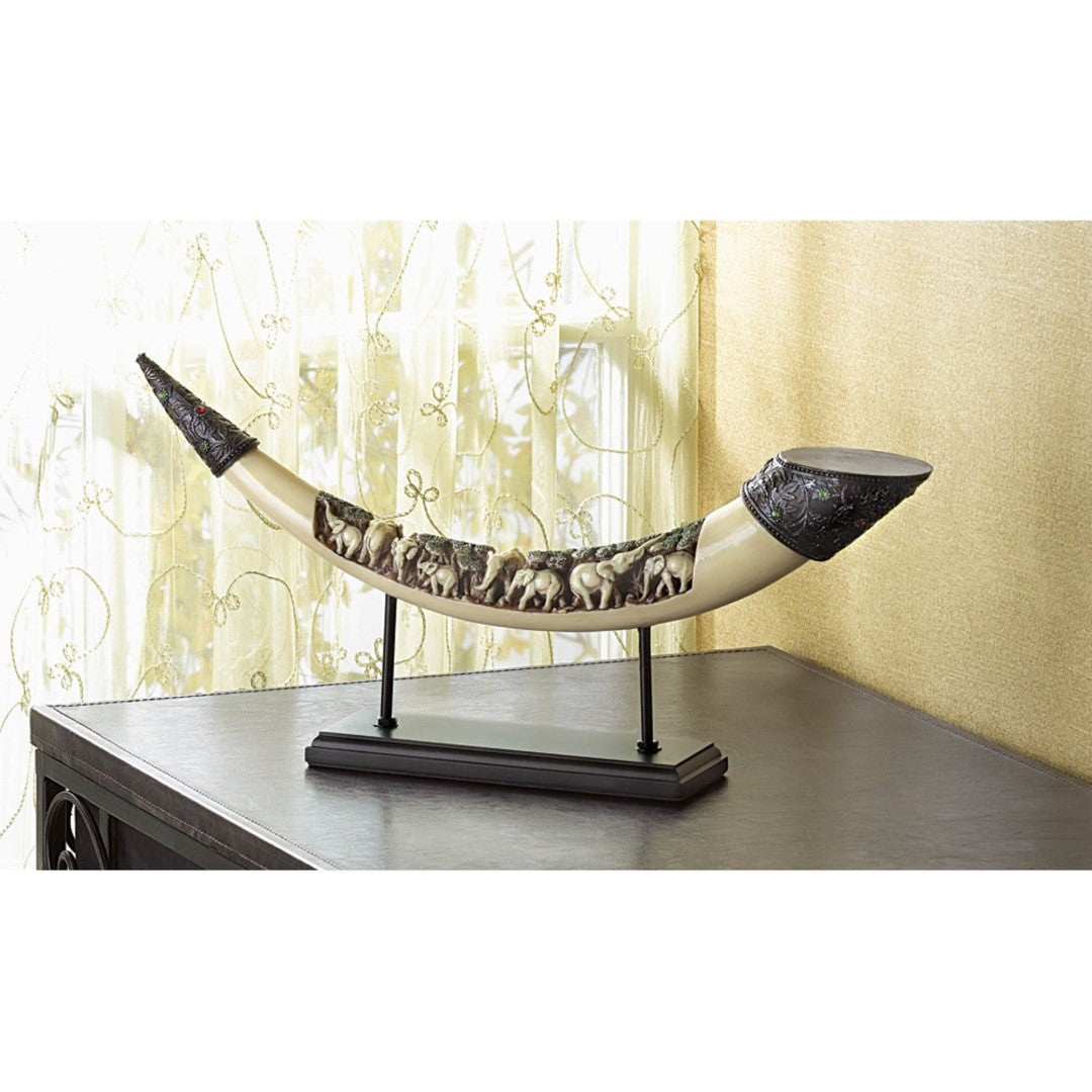 Lucky Elephants Tusk Sculpture (Made of polyresin)