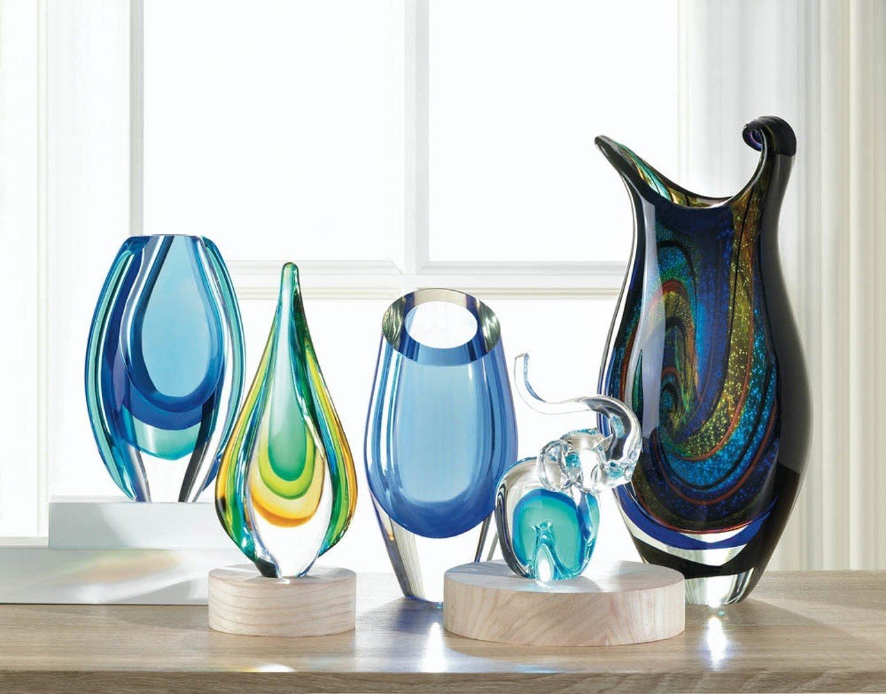 Azure Blue Art Glass Vase