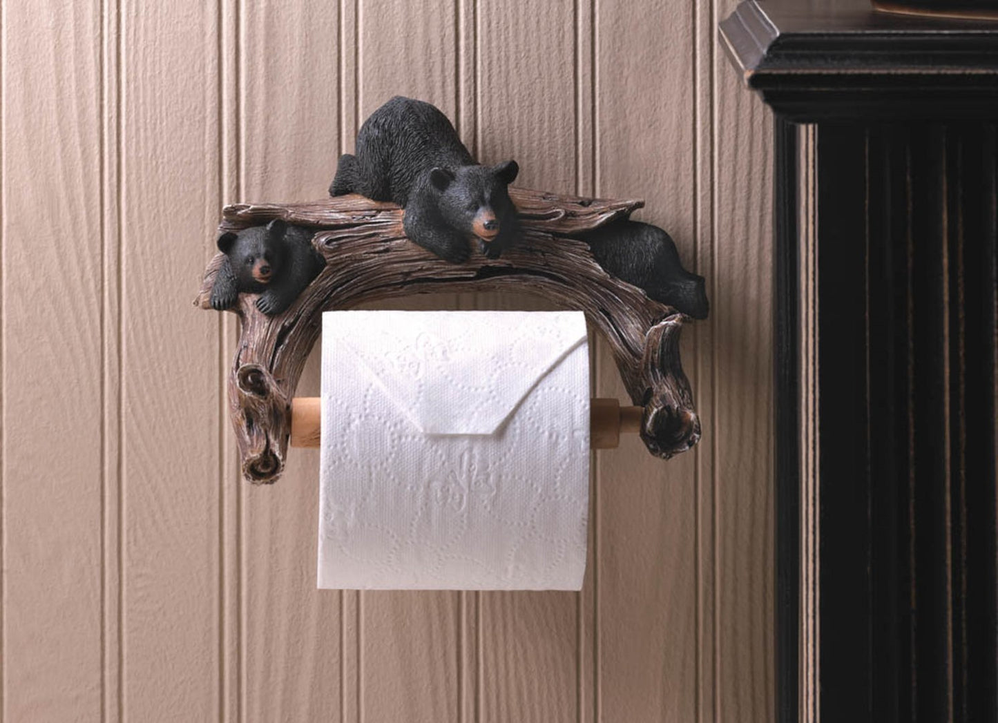 Bears On Log Toilet Paper Holder