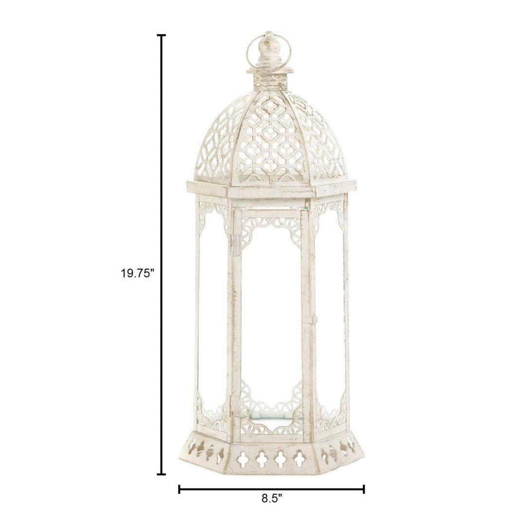 Graceful Distressed White Large Lantern