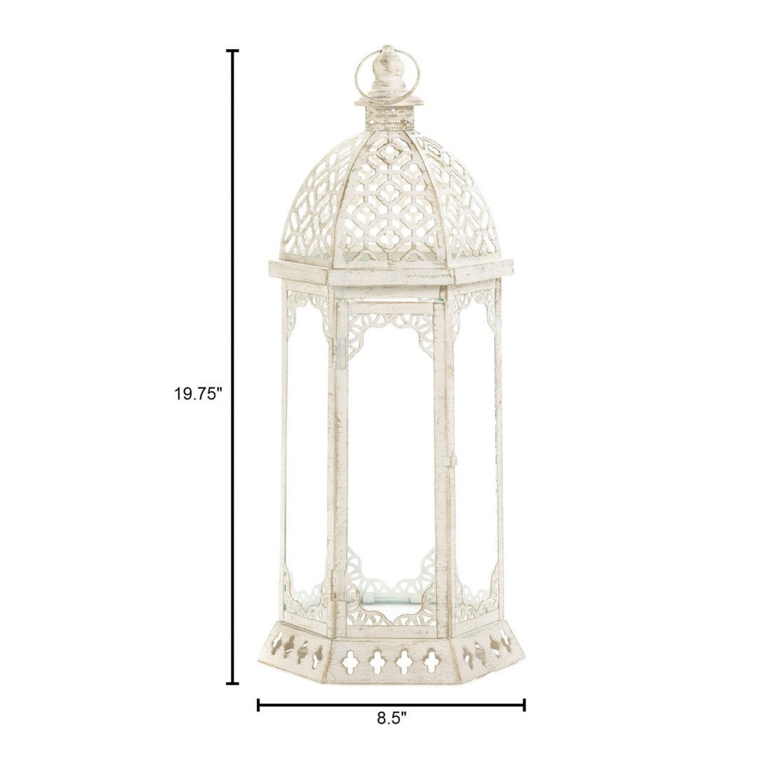 Graceful Distressed White Large Lantern