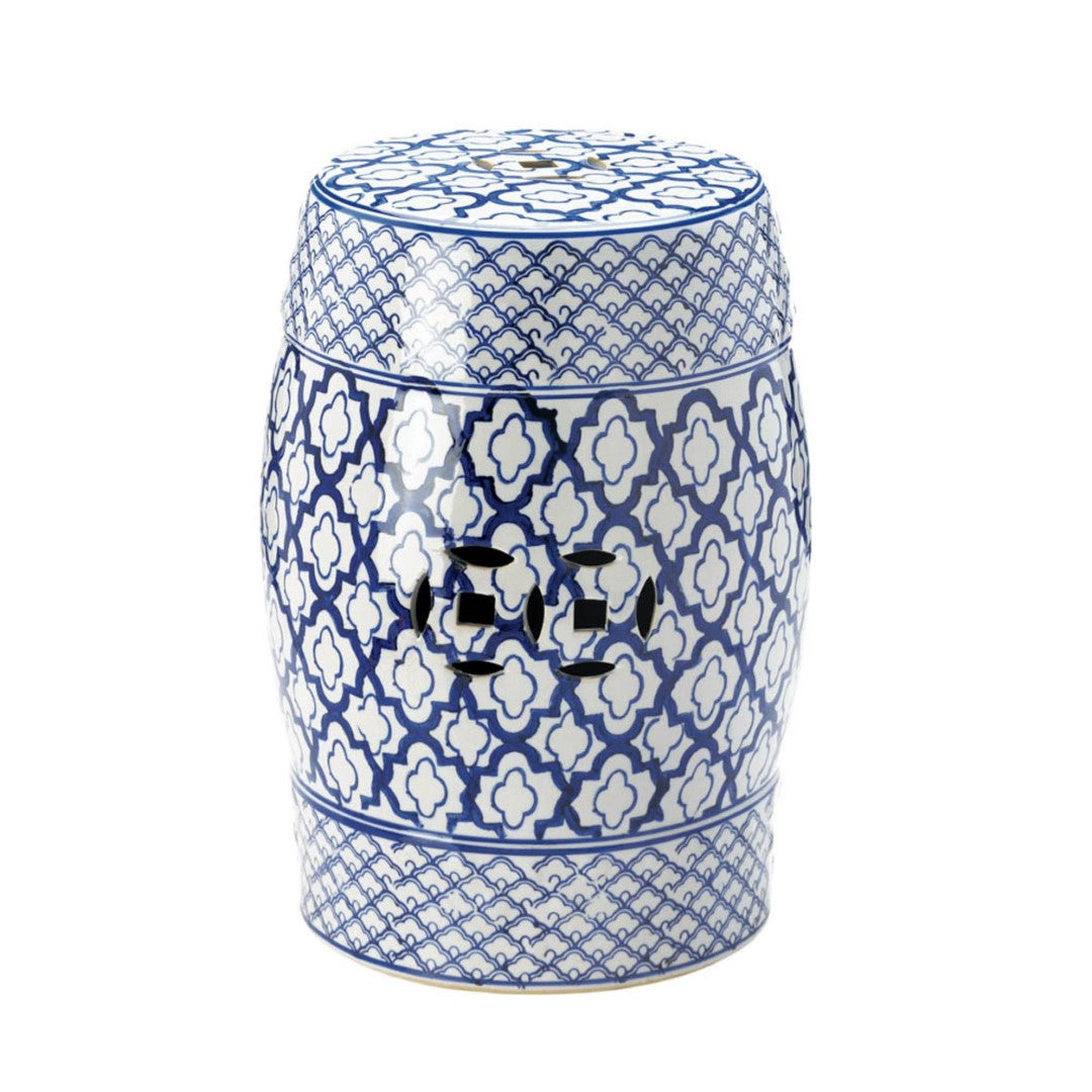 Blue And White Ceramic Decorative Stool