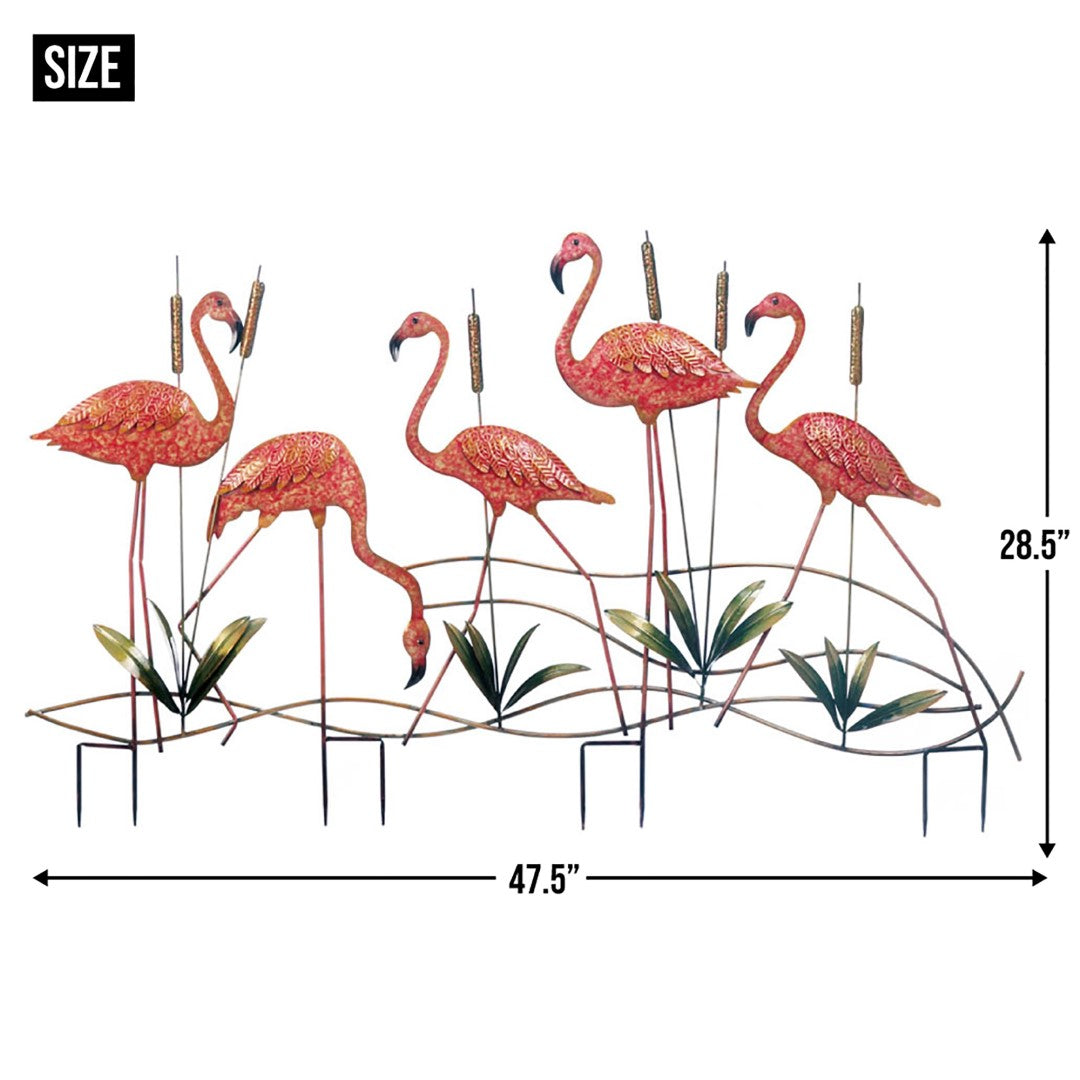 Multi Flamingo Garden Stake