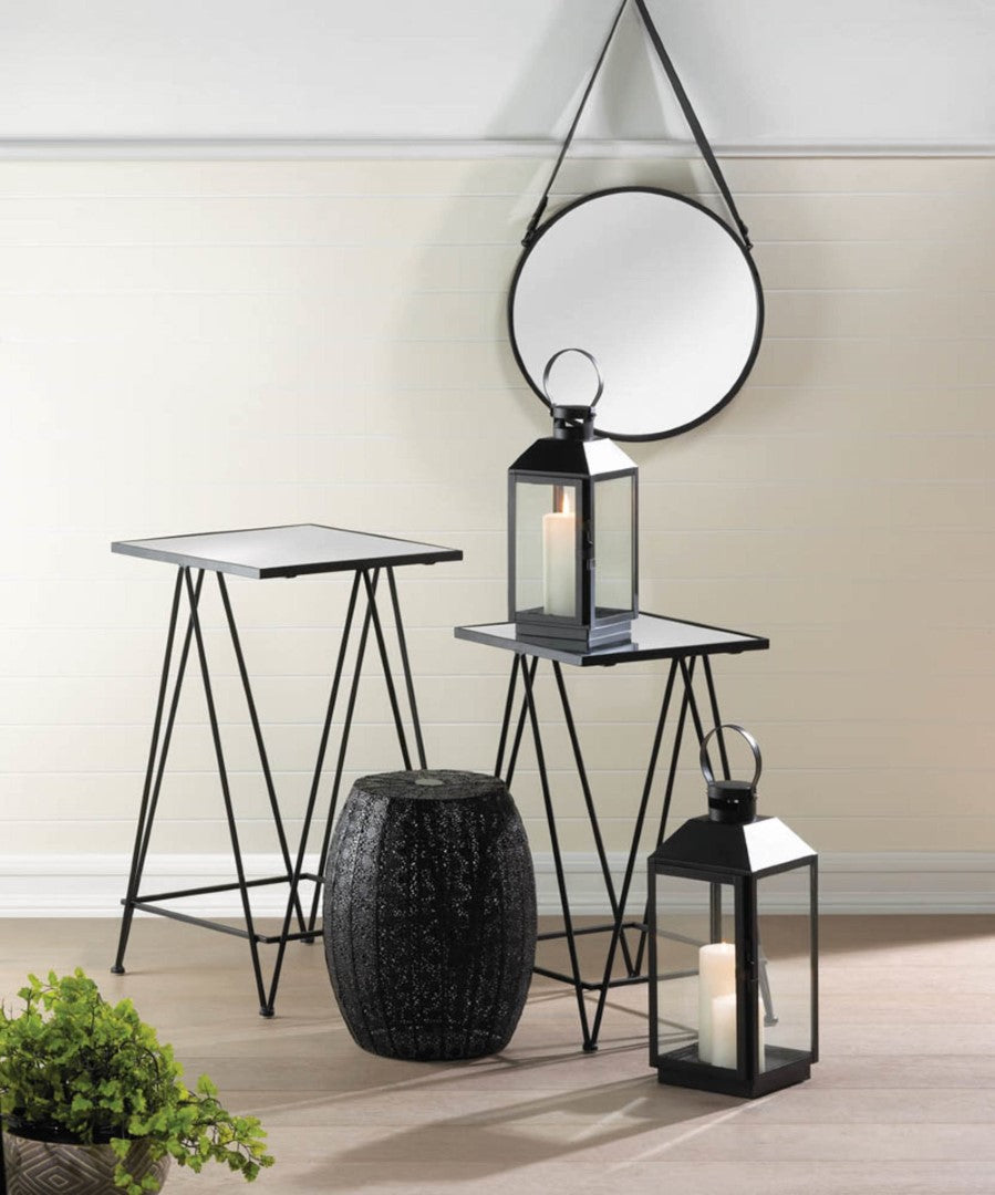 Hanging Mirror With Faux Leather Strap