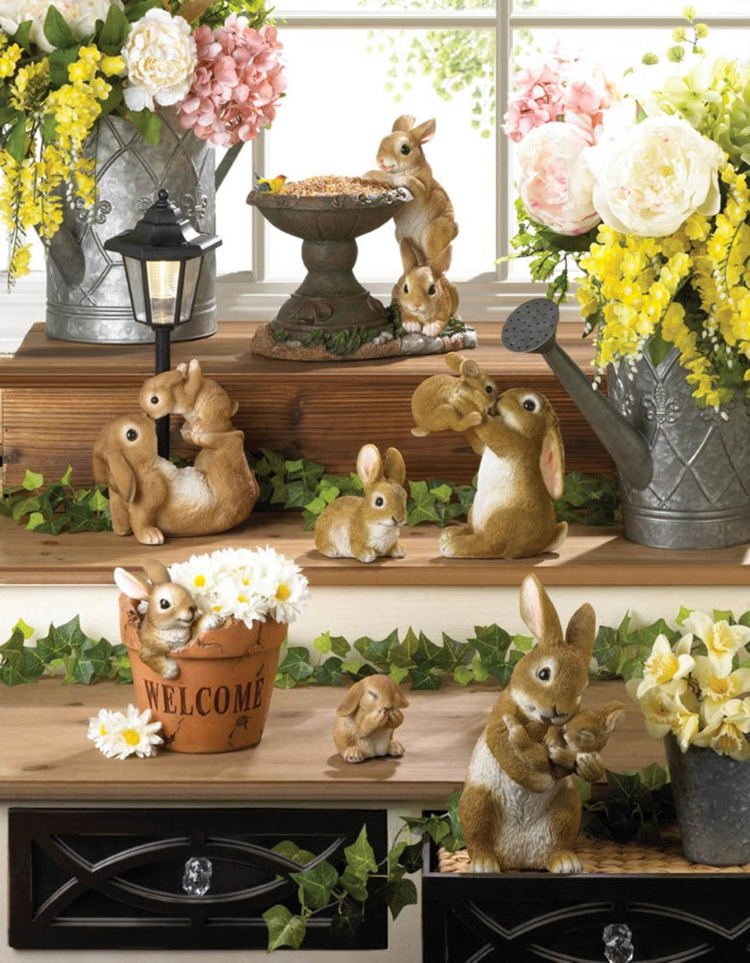 Mom And Baby Rabbit Figurine