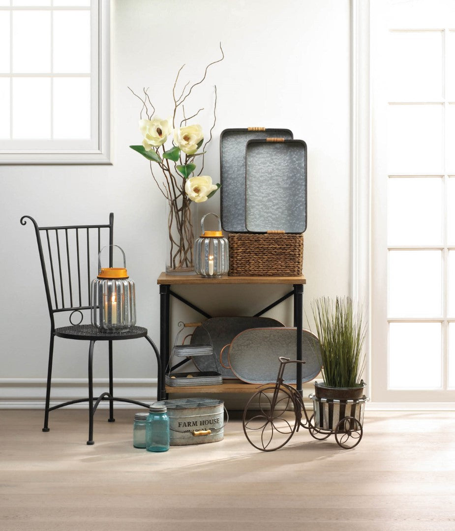 Oblong Galvanized Metal Tray Duo