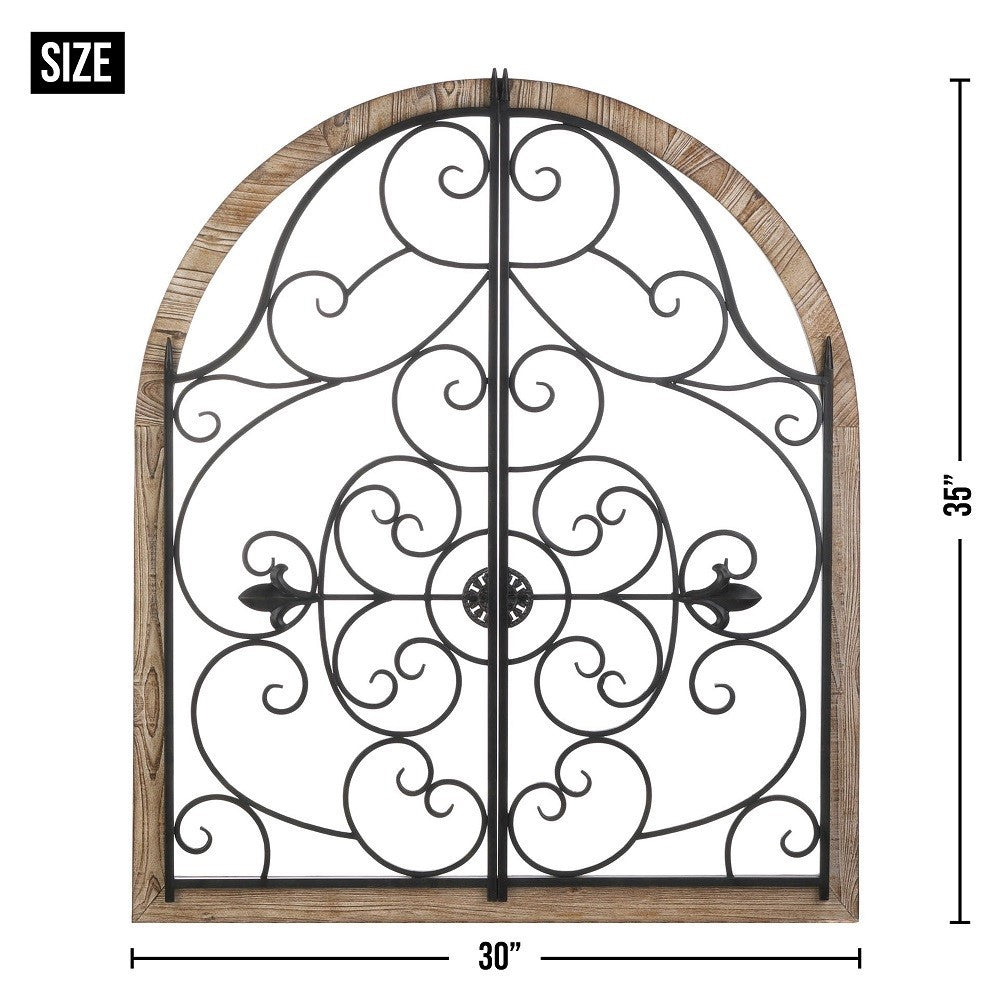 Arched Wood And Iron Wall D??Cor