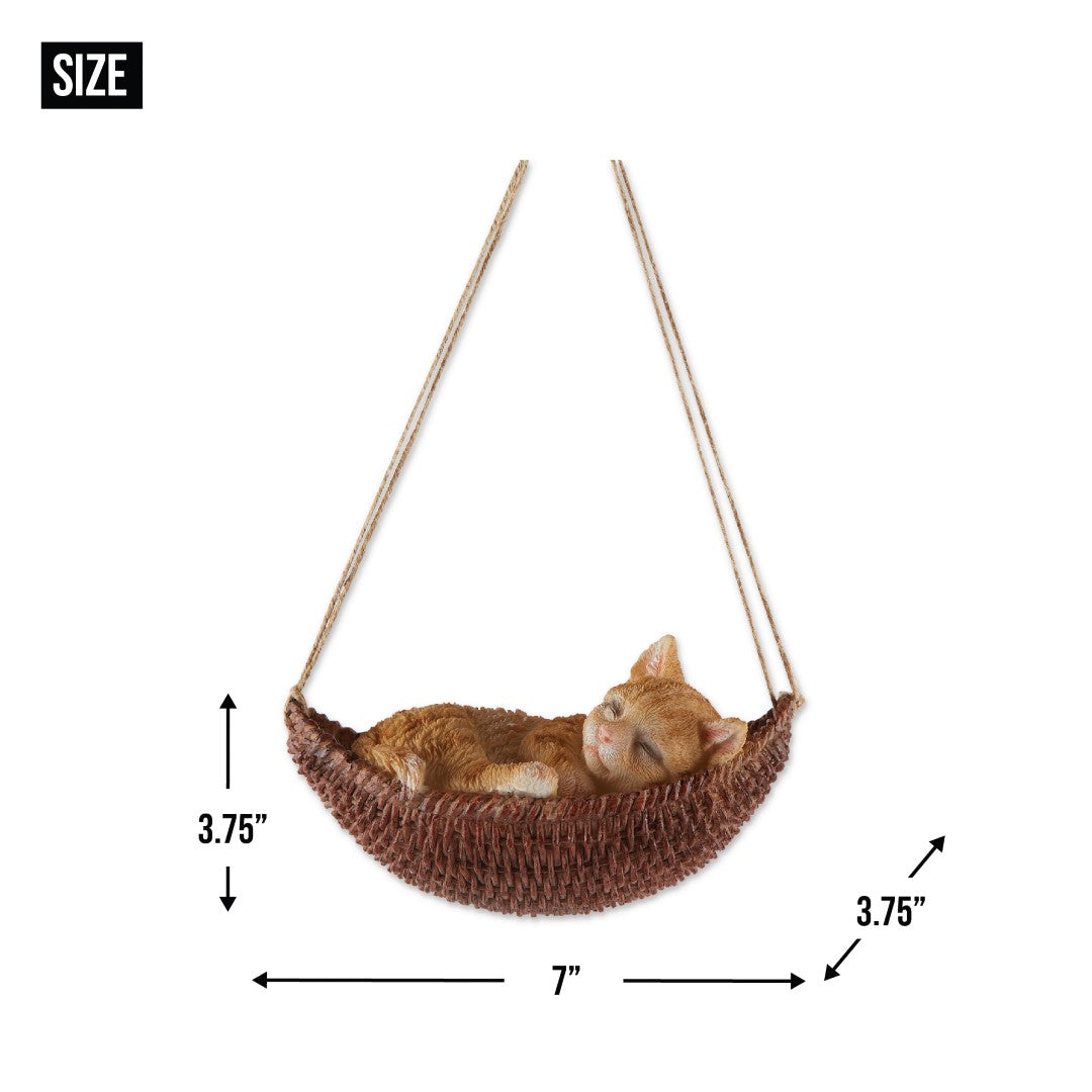 Napping Cat On Hammock Figurine