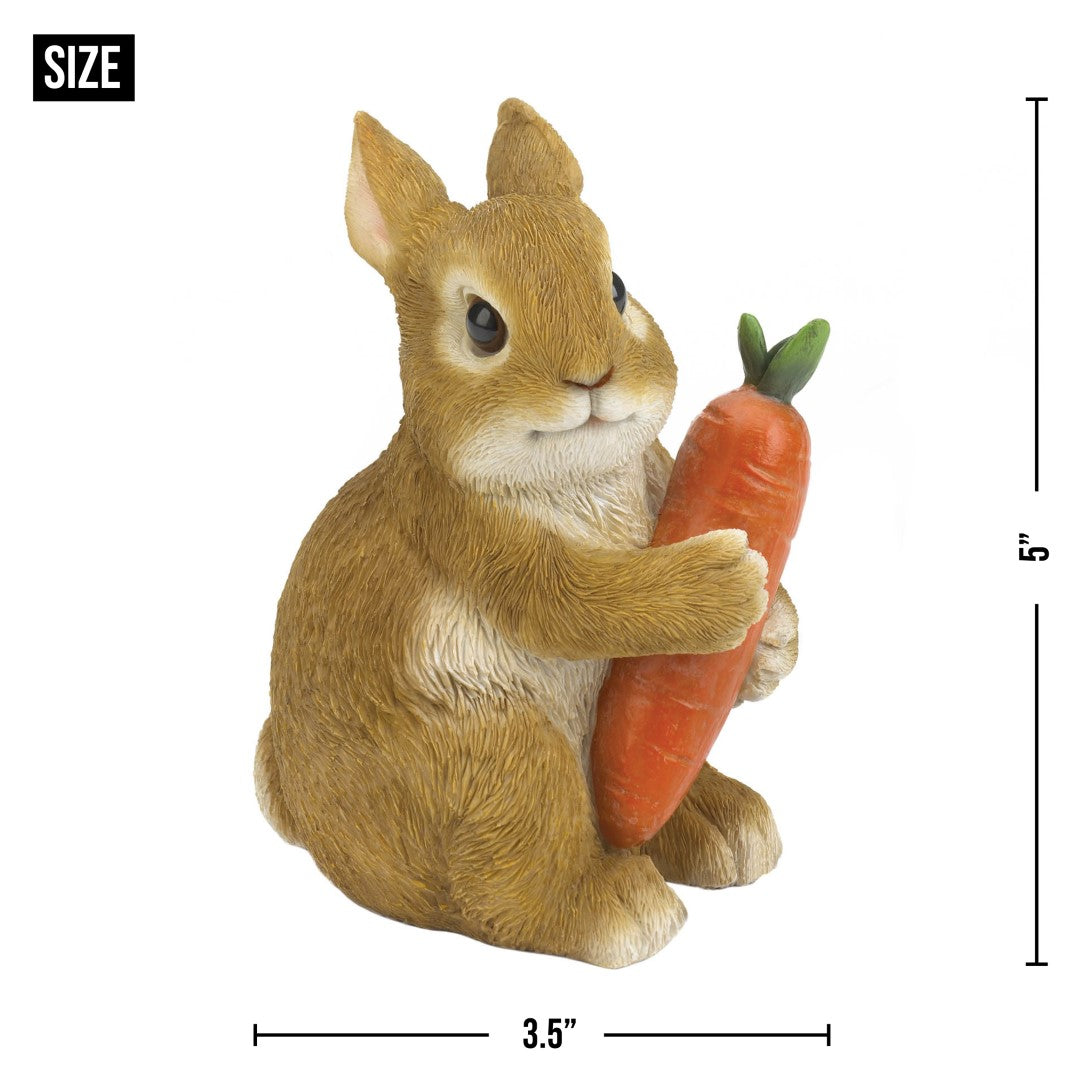 Bunny Hugging Carrot Garden Figurine