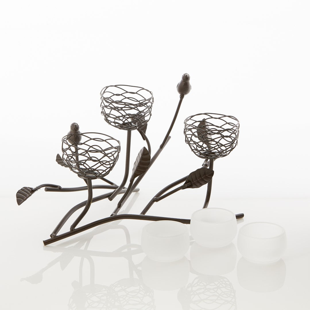 Triple Tealight Birdies Candleholder