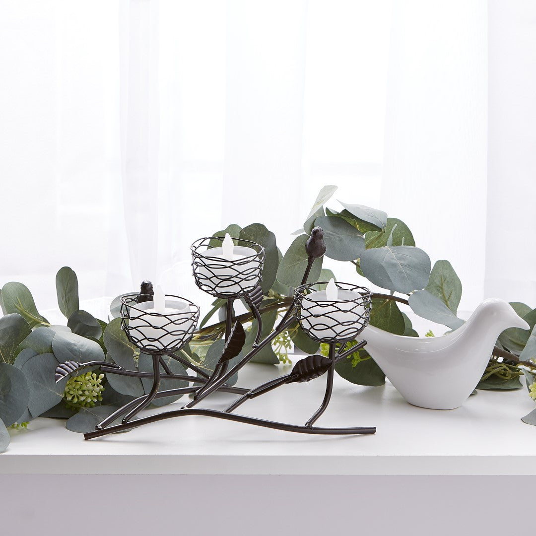 Triple Tealight Birdies Candleholder