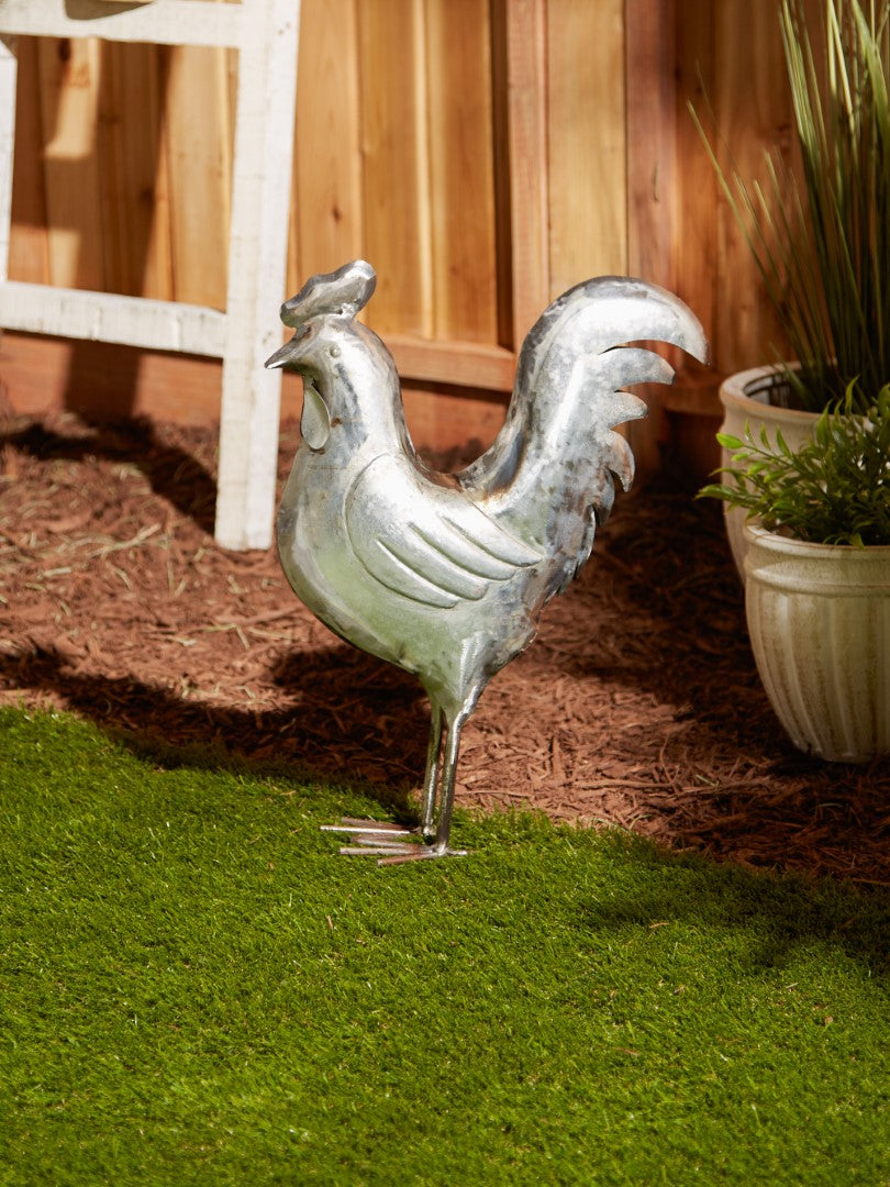 Galvanized Rooster Sculpture