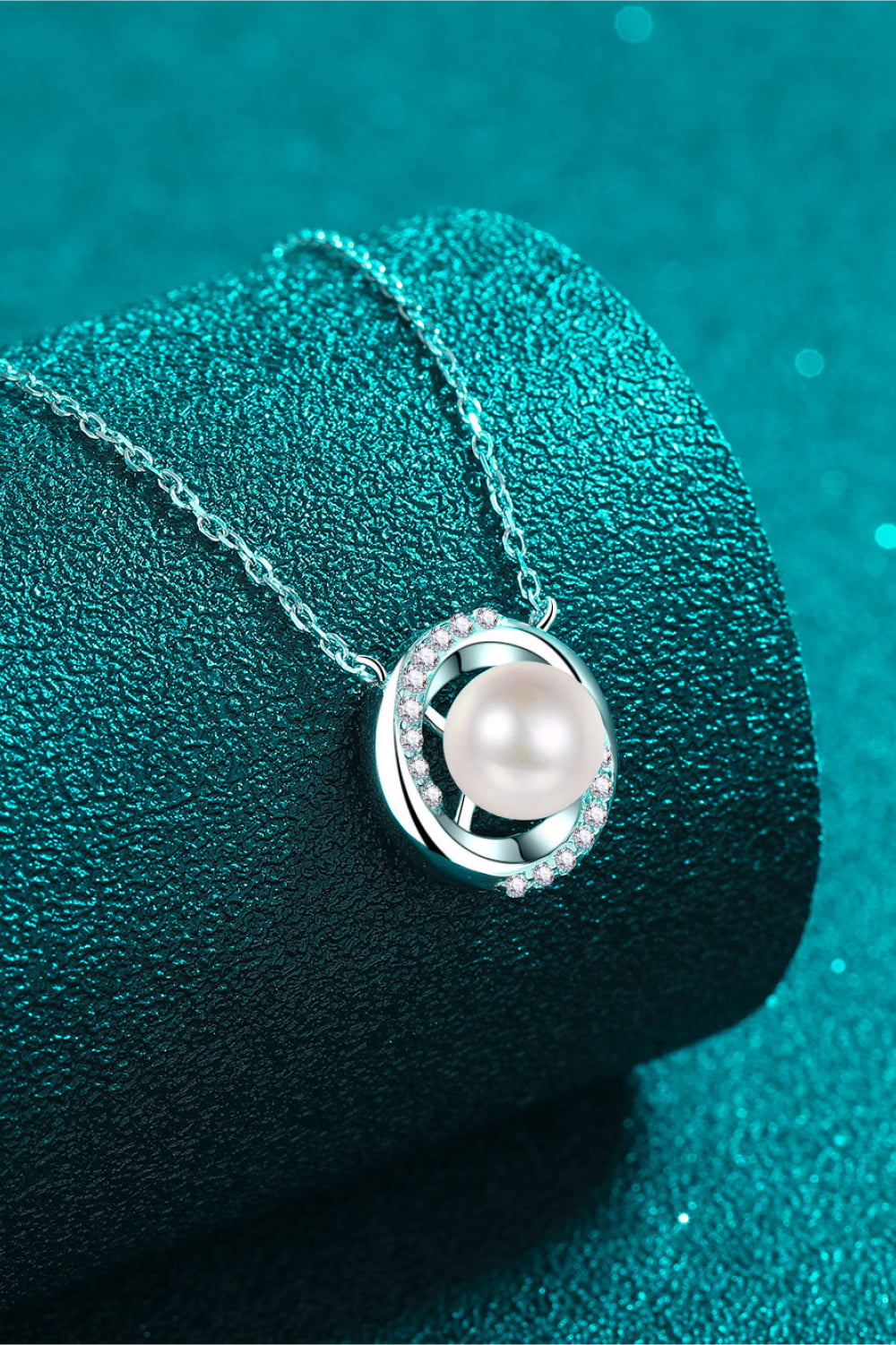 Moissanite Pearl Rhodium-Plated Necklace