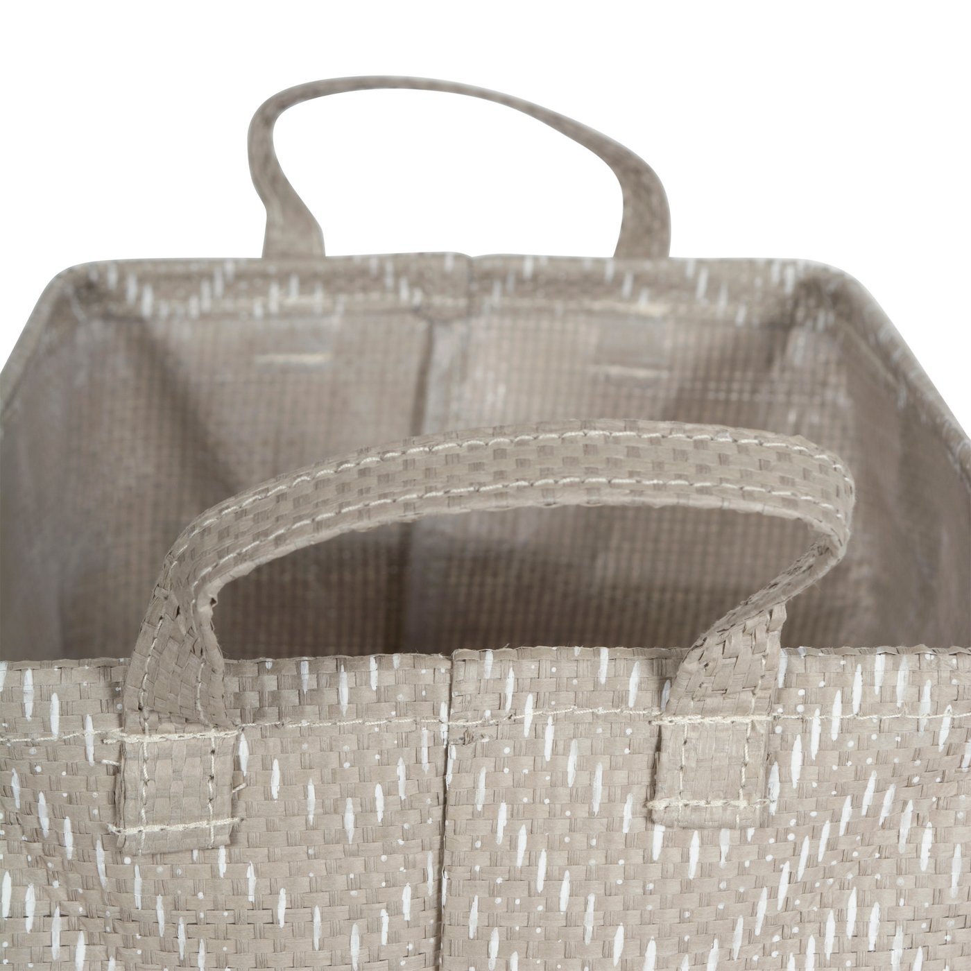 Pe Coated Woven Paper Laundry Hamper Tribal Chevron Stone/Cream Rectangular 16X16X19
