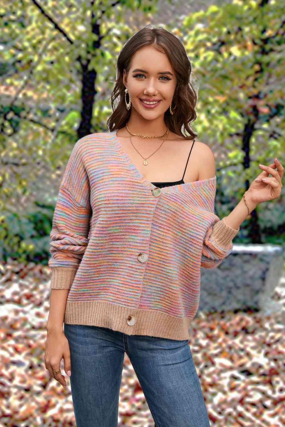 Button Front Long Sleeve Cardigan