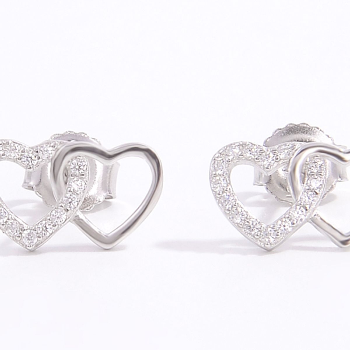 925 Sterling Silver Zircon Heart Earrings