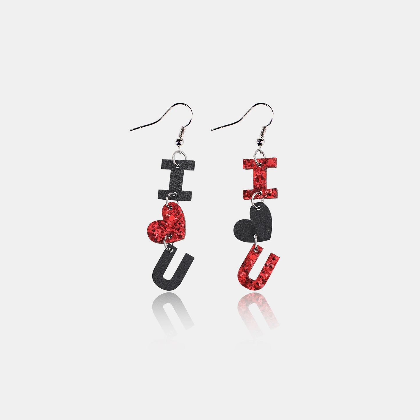 PU Leather Iron Hook Dangle Earrings