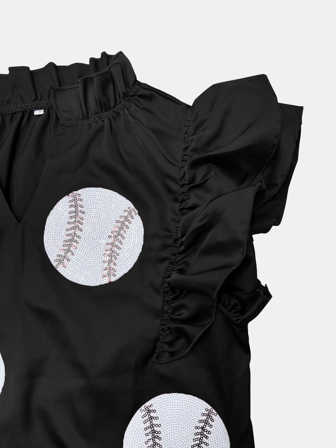 MeiMei Sequin Baseball Notched Cap Sleeve Mini Dress