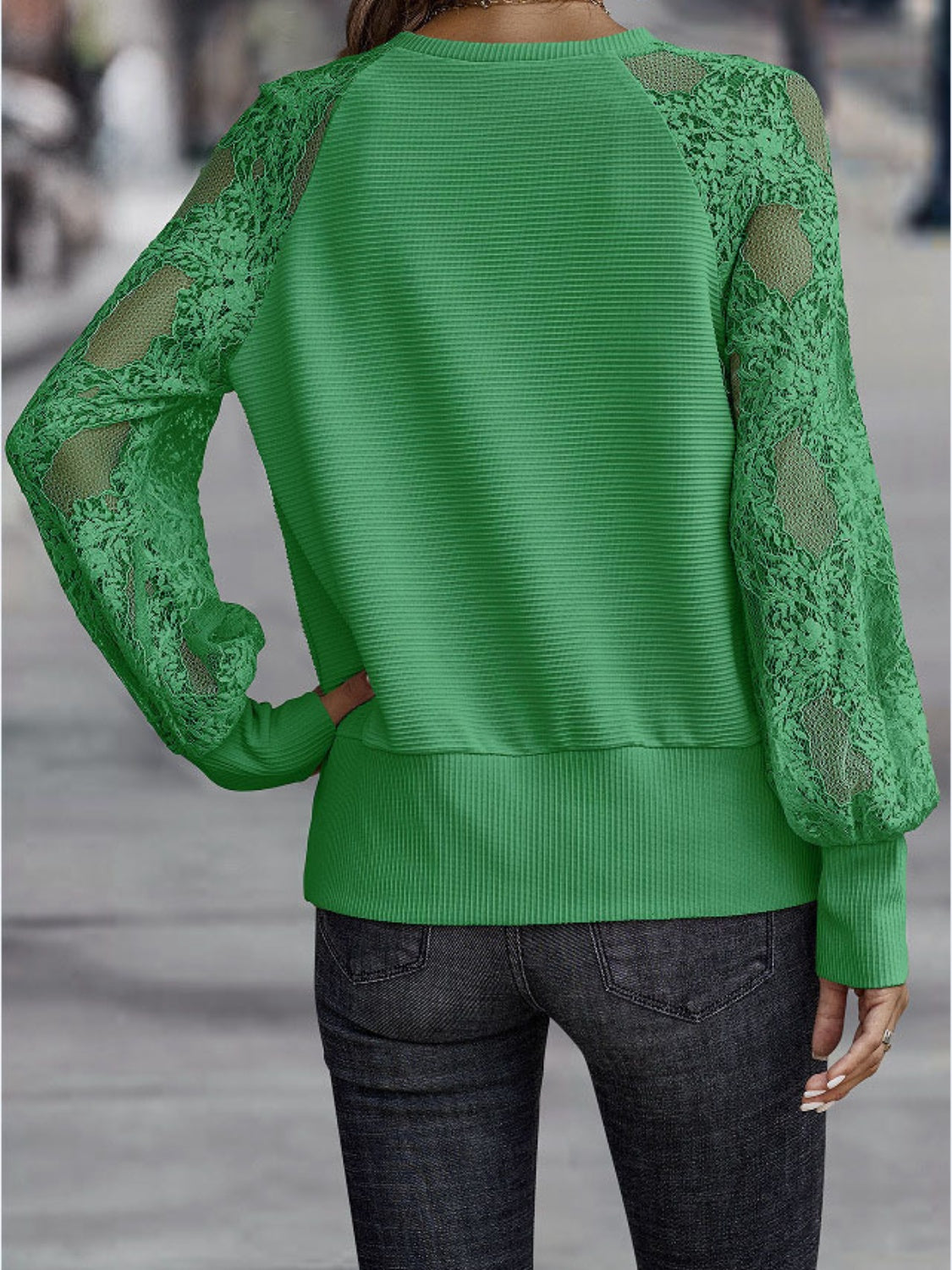 Lace Detail V-Neck Long Sleeve T-Shirt