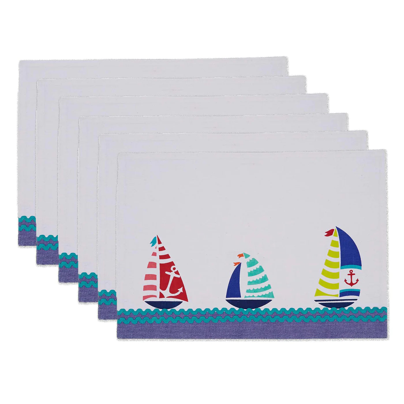 Sailboats Emb Placemat S/6 