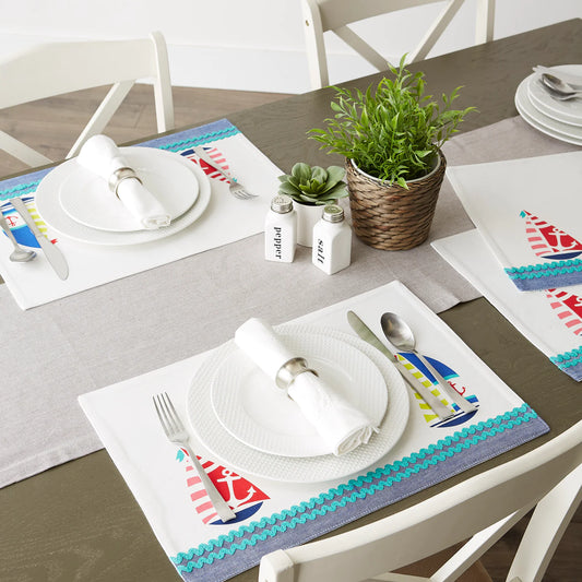 Sailboats Emb Placemat S/6 