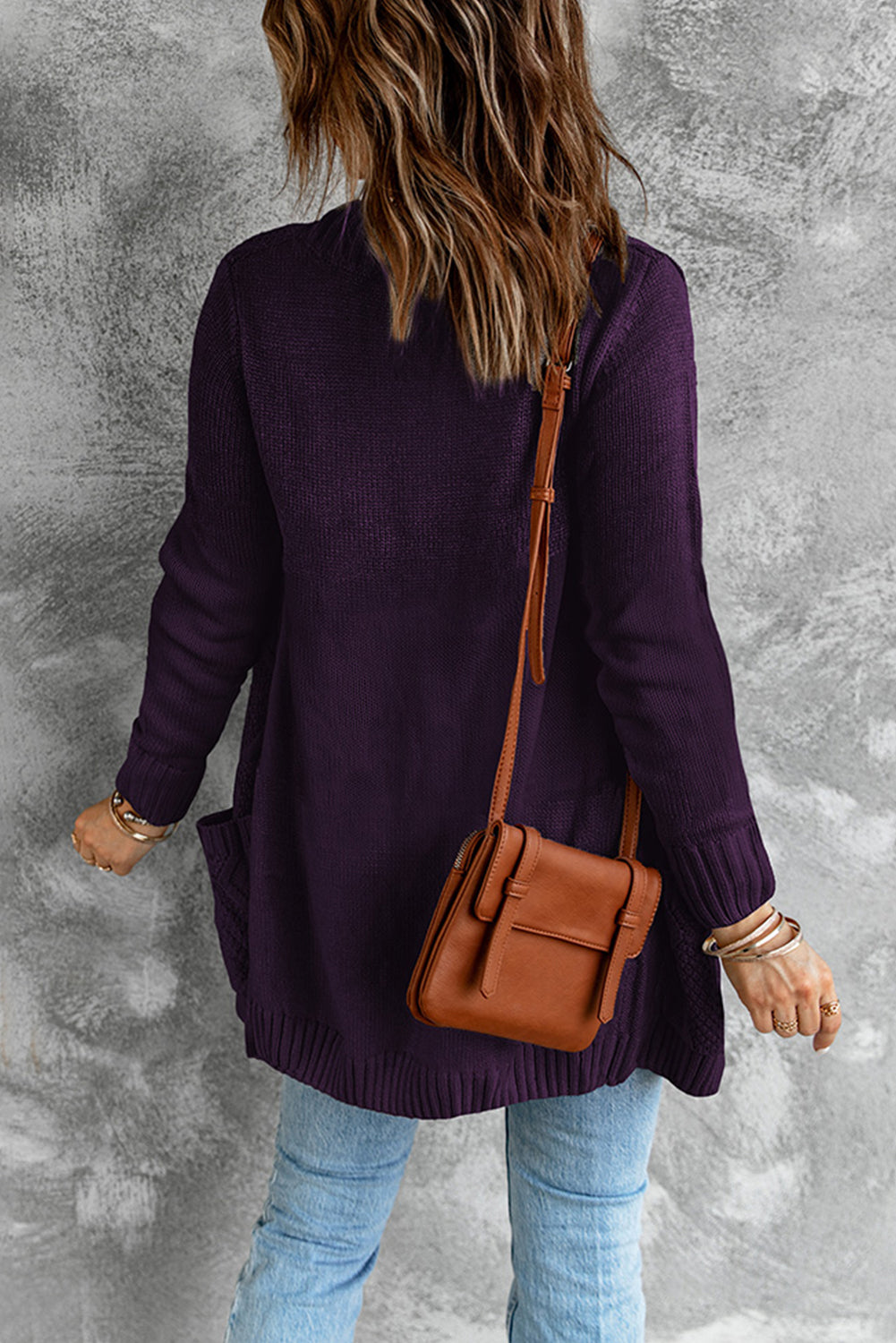 Cable Knit Button Up Long Sleeve Cardigan